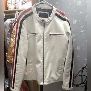 White Men’s leather driving jacket